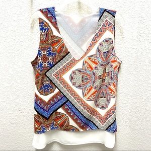 Boho V-neck sleeveless double blouse medium fits like a large